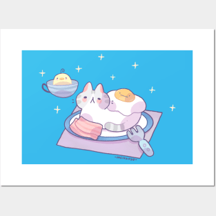 Breakfast cat Posters and Art